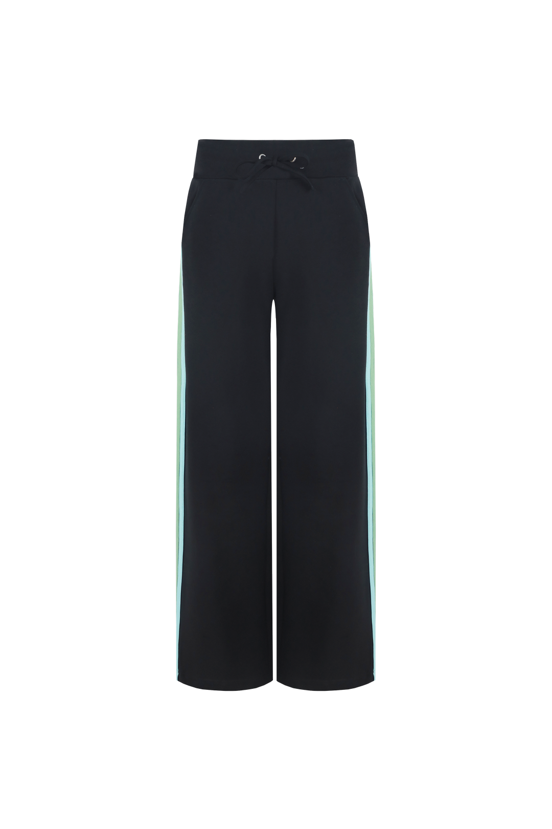 Fluresk broek zwart met groen en blauwe streep model Jorina pants 