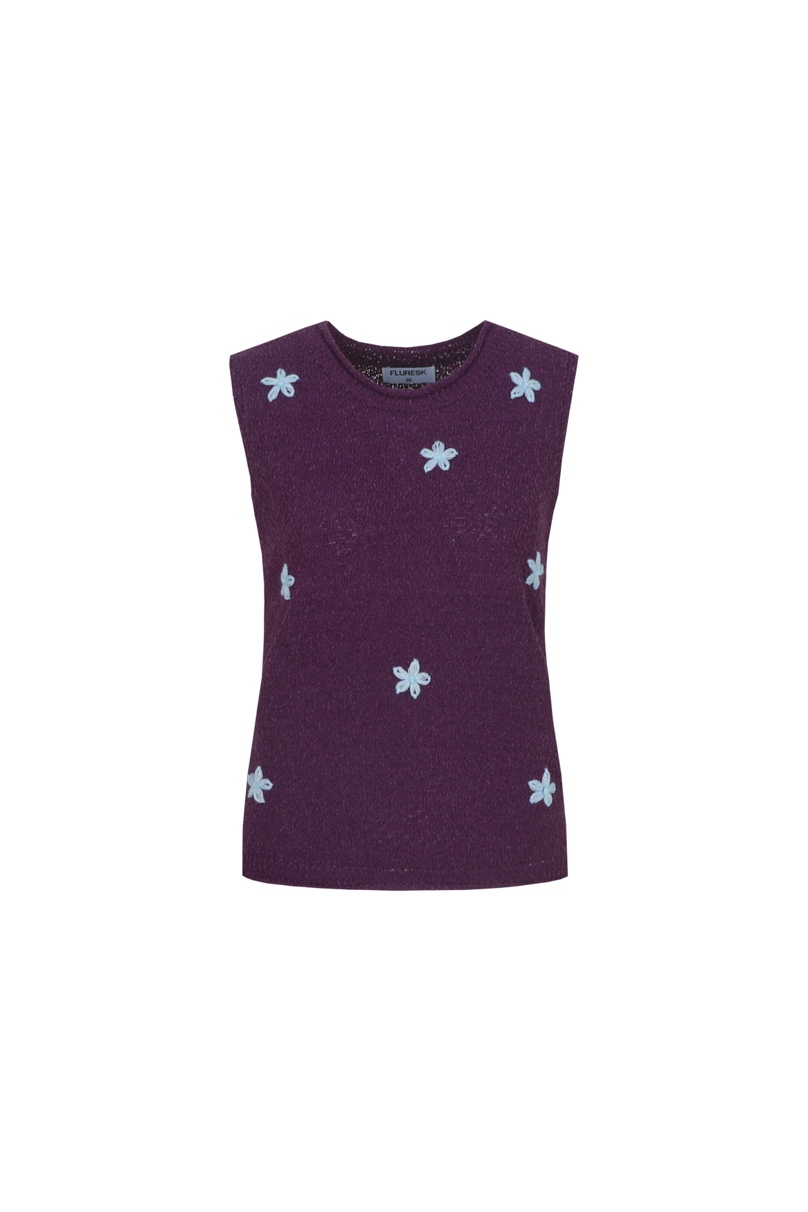 Fluresk top paars met borduursel detail model Blair knitting royal plum cloud