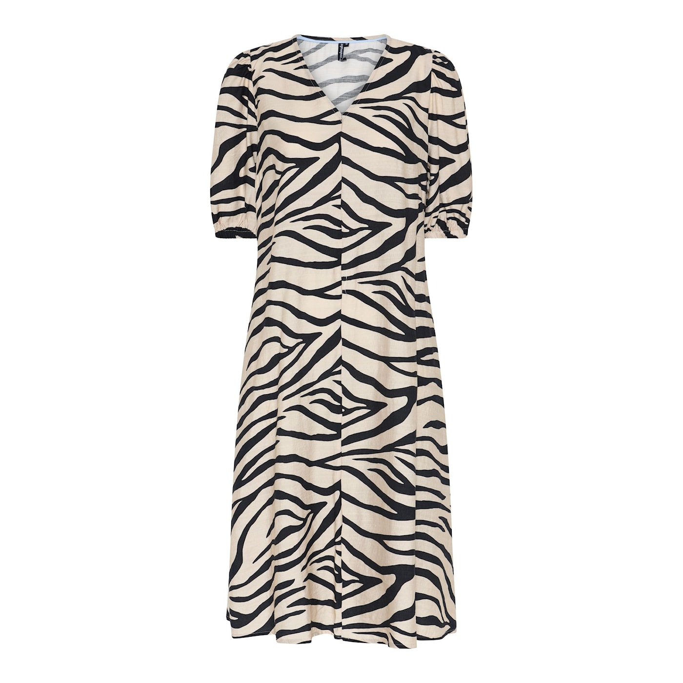 Soulmate jurk zebra print beige donkerblauw 8215