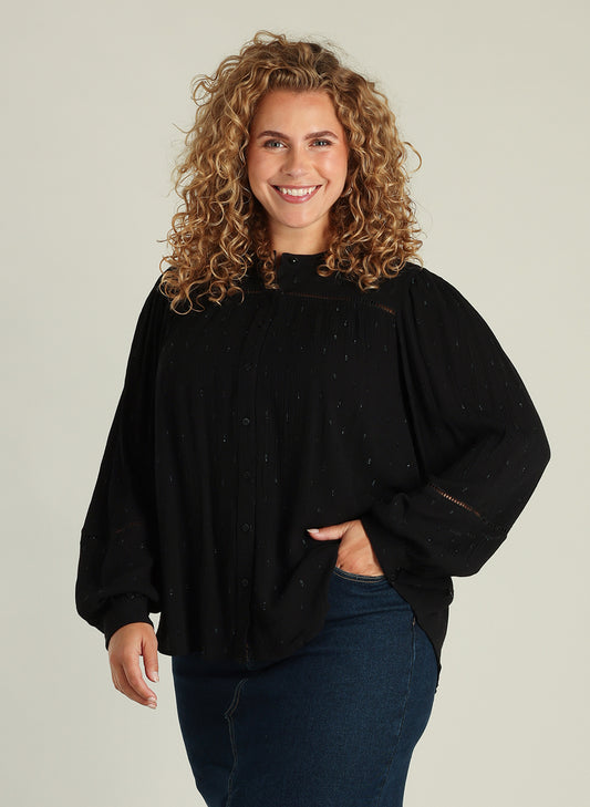 Yest Curve (Yesta) blouse zwart model Georgina met lurex