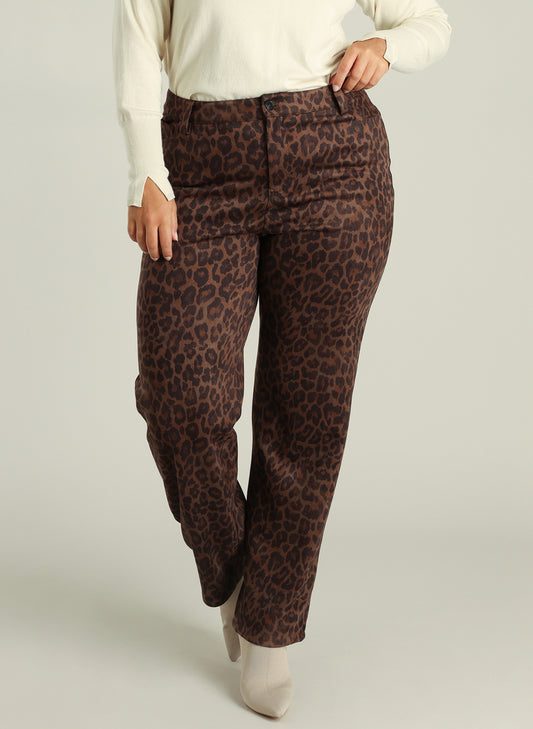 Yest Curve (Yesta) panter broek bruin model Gabrielle leopard print