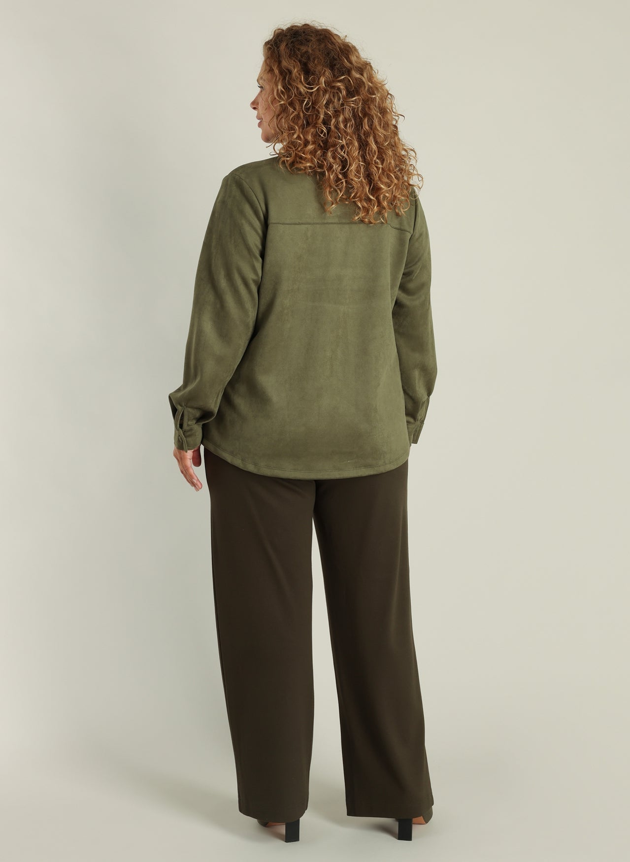 Yest Curve (yesta) blouse suede look groen model Gladys grey olive A005987