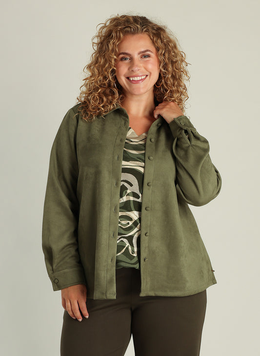 Yest Curve (yesta) blouse suede look groen model Gladys grey olive A005987