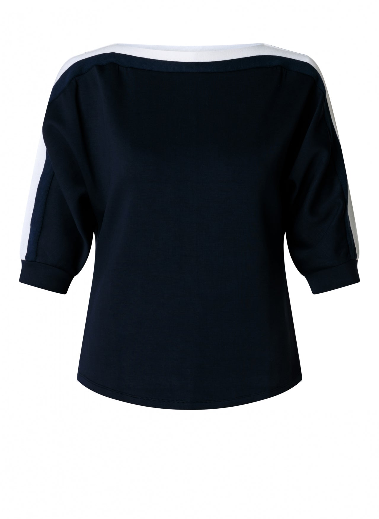 Yest Curve (Yesta) shirt driekwart mouw donkerblauw met offwhite streep model Joana navy
