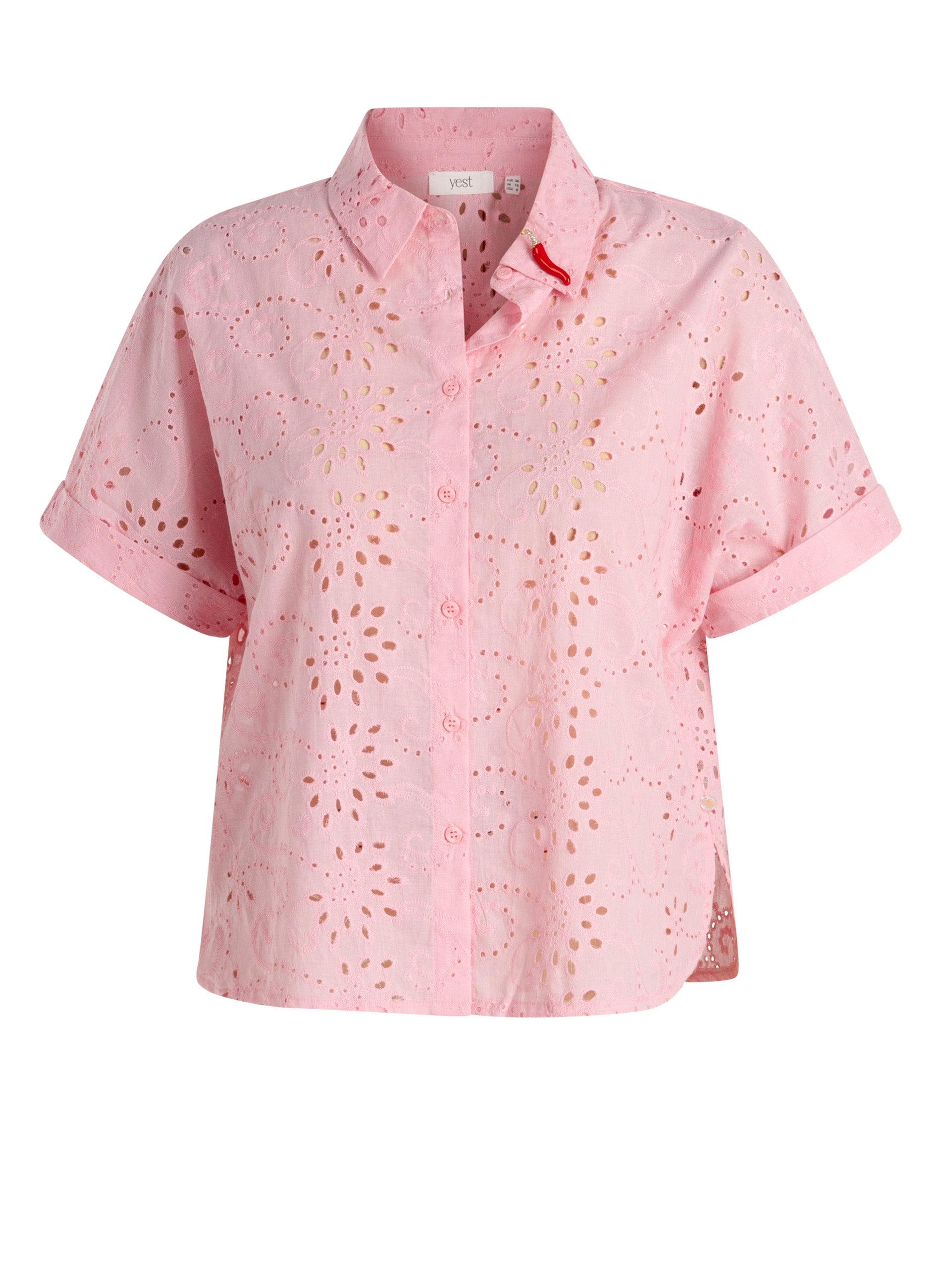 Yest Curve (Yesta) blouse roze broderie model Nini Bright pink