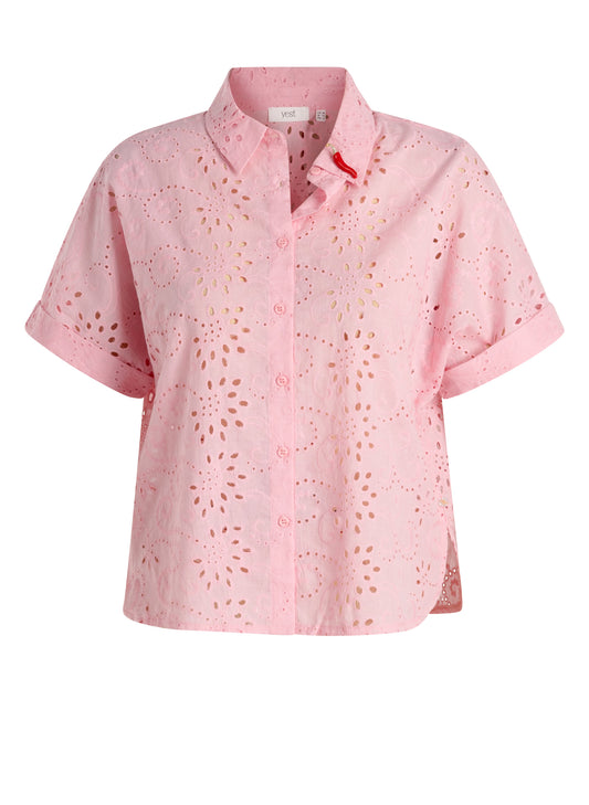 Yest Curve (Yesta) blouse roze broderie model Nini Bright pink