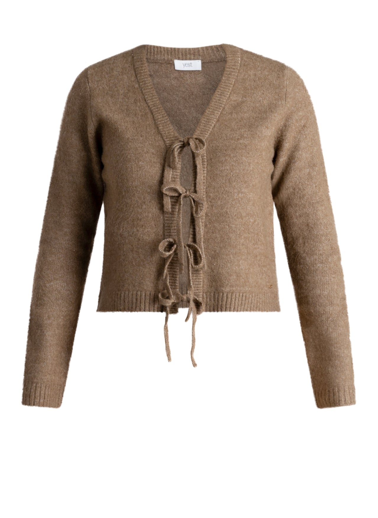 Yest Curve (Yesta) olijf groen vest met strik sluiting model Tressa Grey Olive A006477