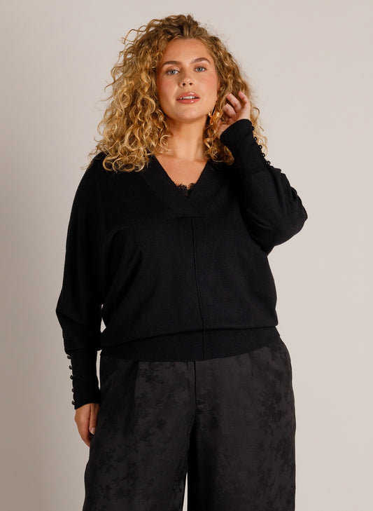 Yest Curve (Yesta) trui zwart met subtiele glitter model Zola black A006661