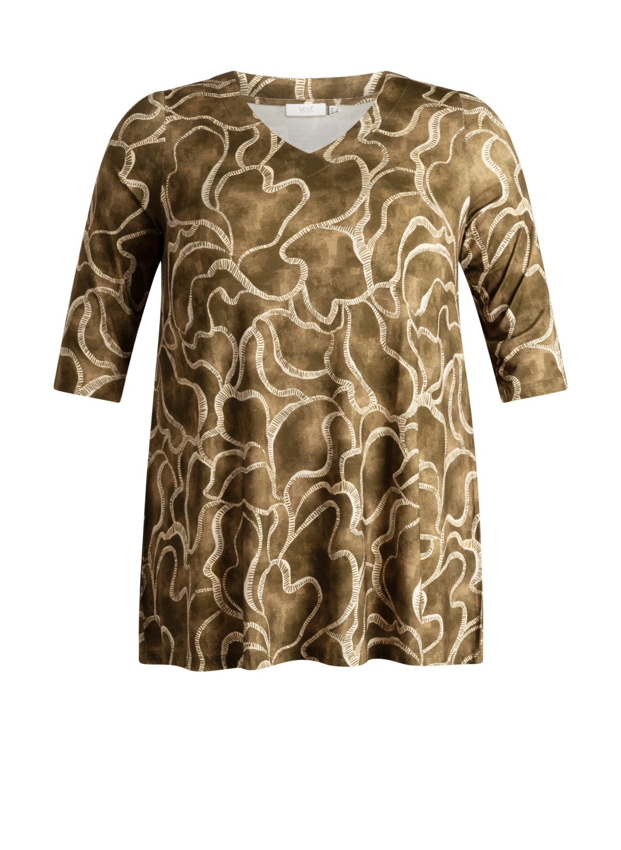 Yest Curve (Yesta) tuniek olijf groen met print model Tavora dark Olive multi