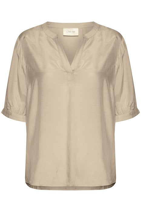 Cream blouse korte mouw groen model CrArina