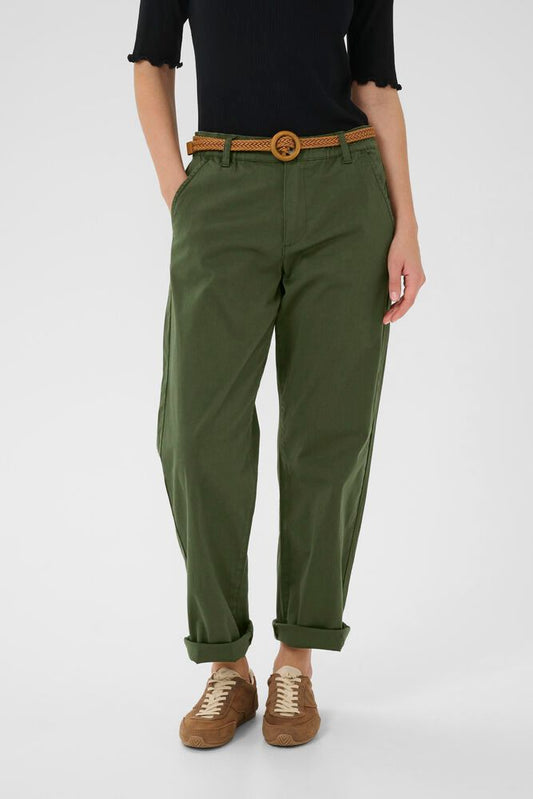 Cream broek groen enkel lengte model CRlorraine track pant rifle green