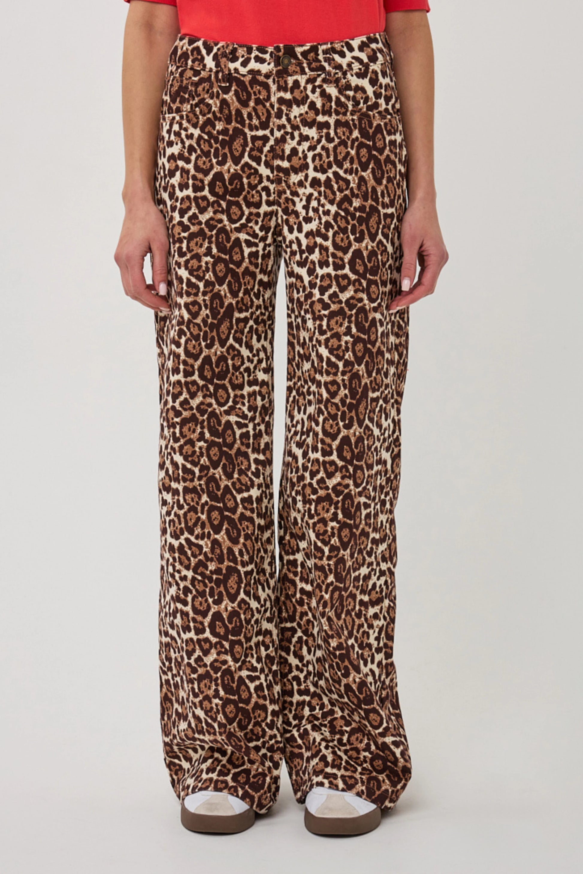 Esqualo jeans panterprint zandkleur bruin model Scarlet Leopard print SP26.12001