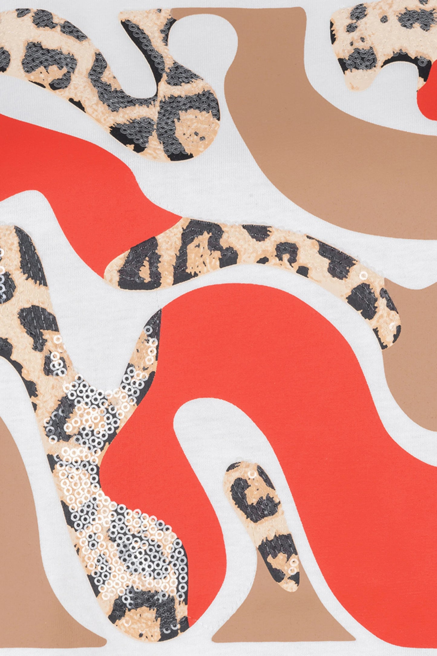 Esqualo T-shirt Offwhite met rode en panter opdruk model Paris offwhite red SP26.05014