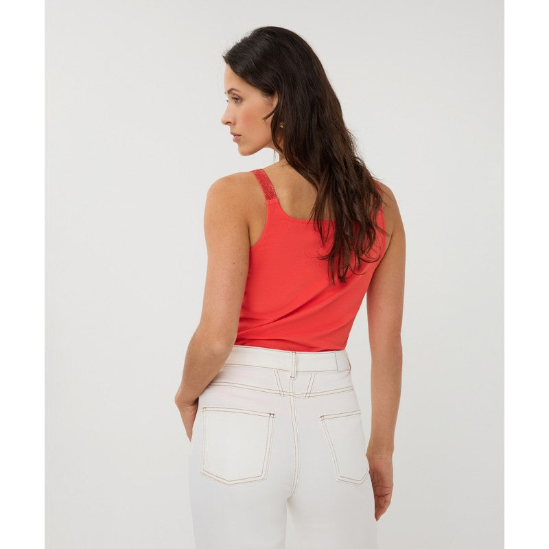 Esqualo top rood met glitter detail op bandjes Chili Red SP26.30010