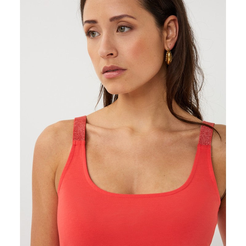 Esqualo top rood met glitter detail op bandjes Chili Red SP26.30010