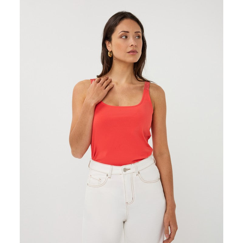 Esqualo top rood met glitter detail op bandjes Chili Red SP26.30010
