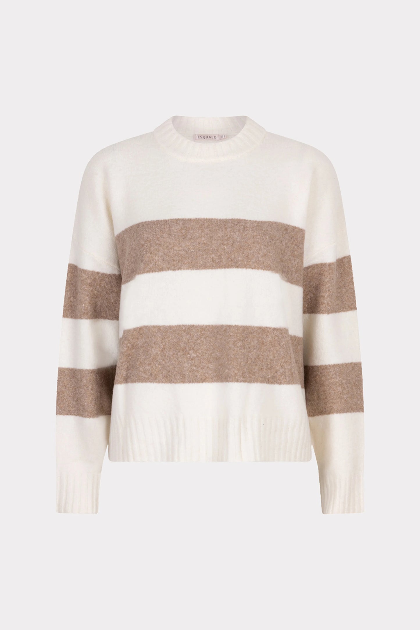 Esqualo trui gestreept zand offwhite model sweater striped melange F25.27524