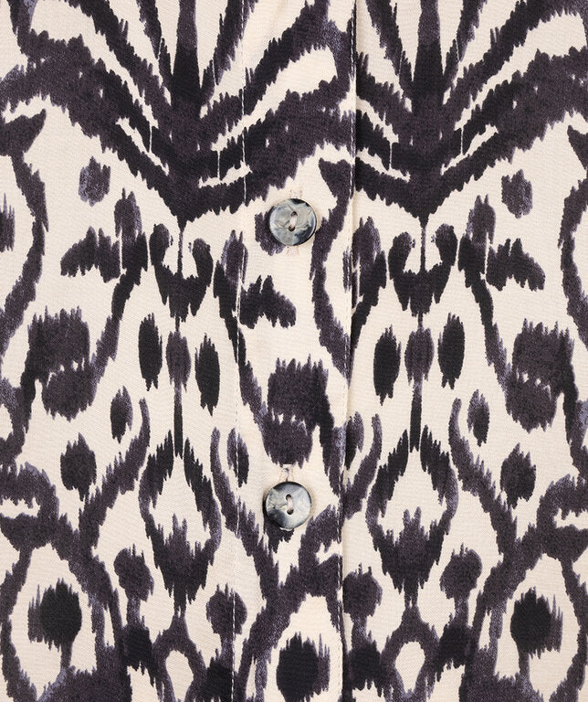 Esqualo blouse zwart wit print satijn look F25.10512