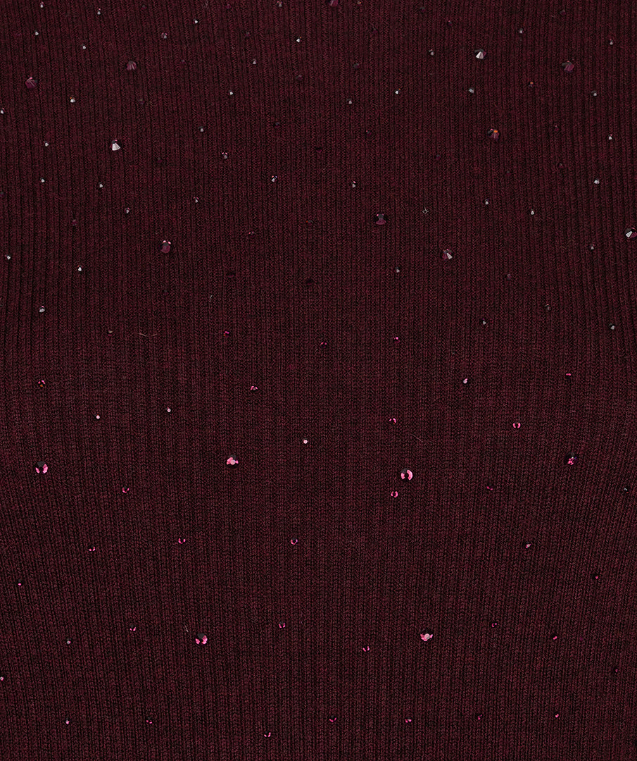 Esqualo bordeaux strass truitje korte mouw model