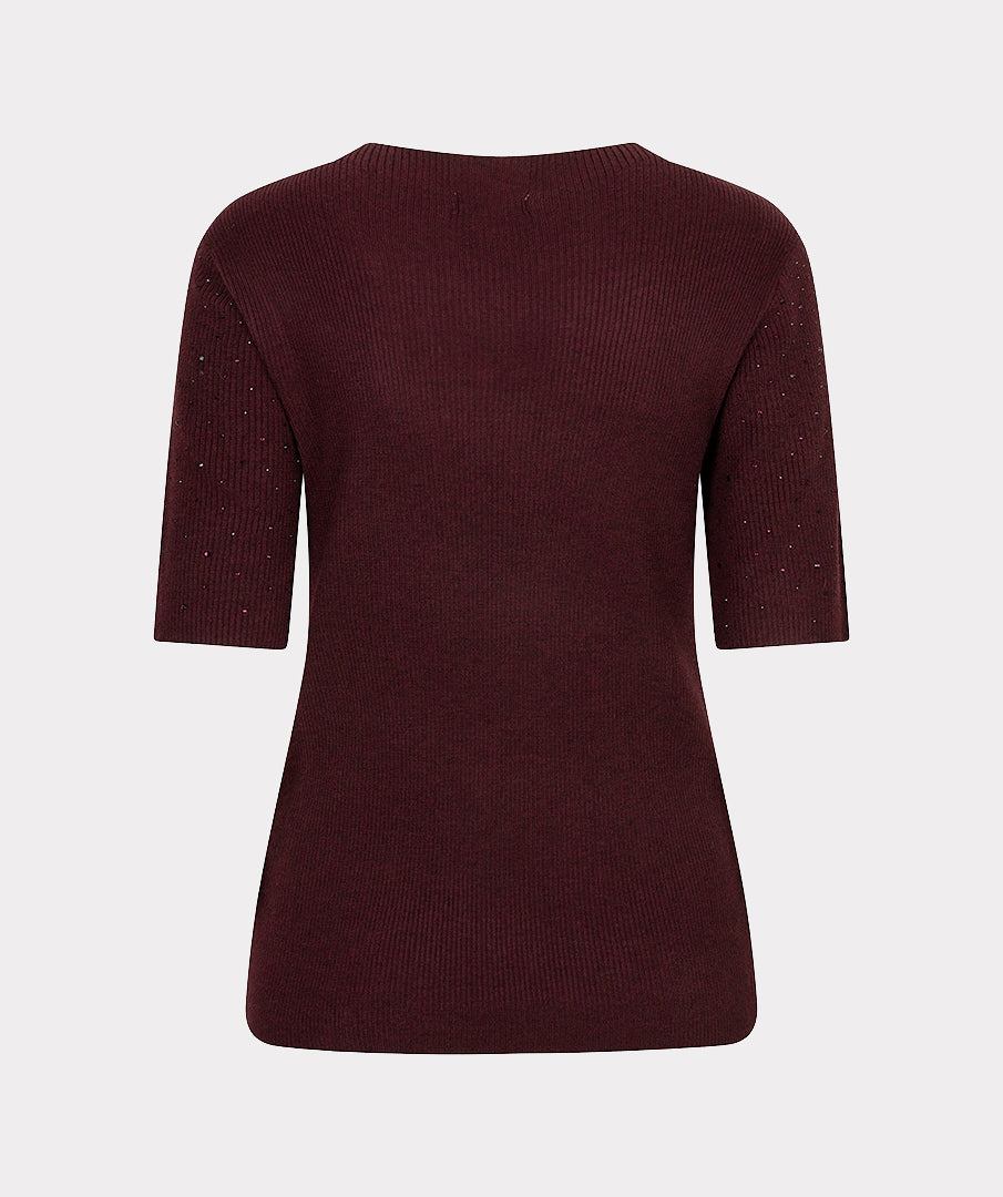 Esqualo bordeaux strass truitje korte mouw model