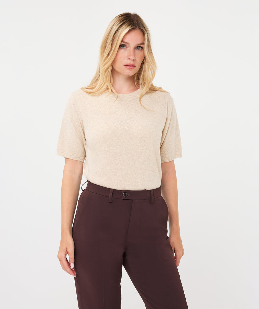 Esqualo zand kleur truitje met goud glitter detail model Sweater short sleeves light sand