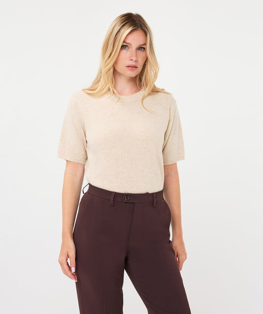 Esqualo zand kleur truitje met goud glitter detail model Sweater short sleeves light sand