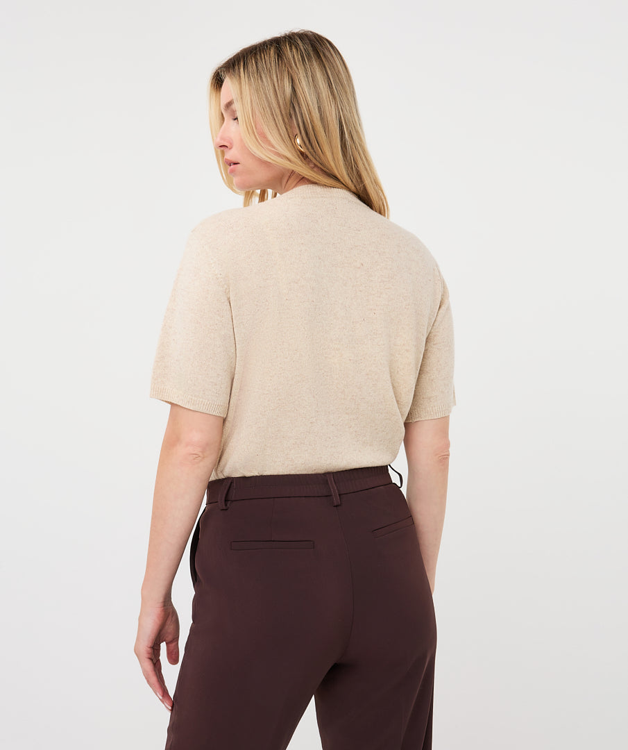 Esqualo zand kleur truitje met goud glitter detail model Sweater short sleeves light sand