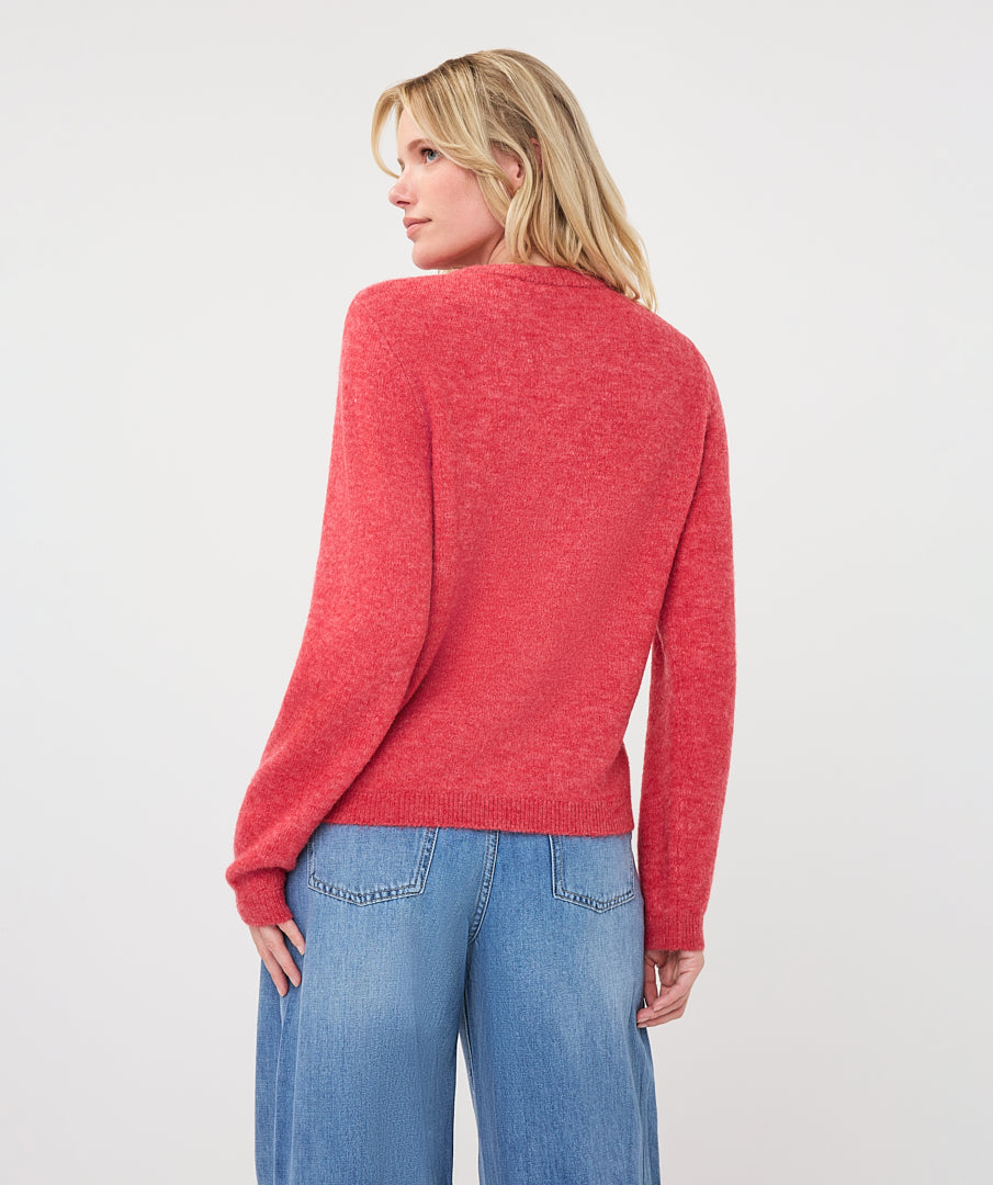Esqualo vest rood koraal model Raspberry Cardigan closed placket fancy buttons