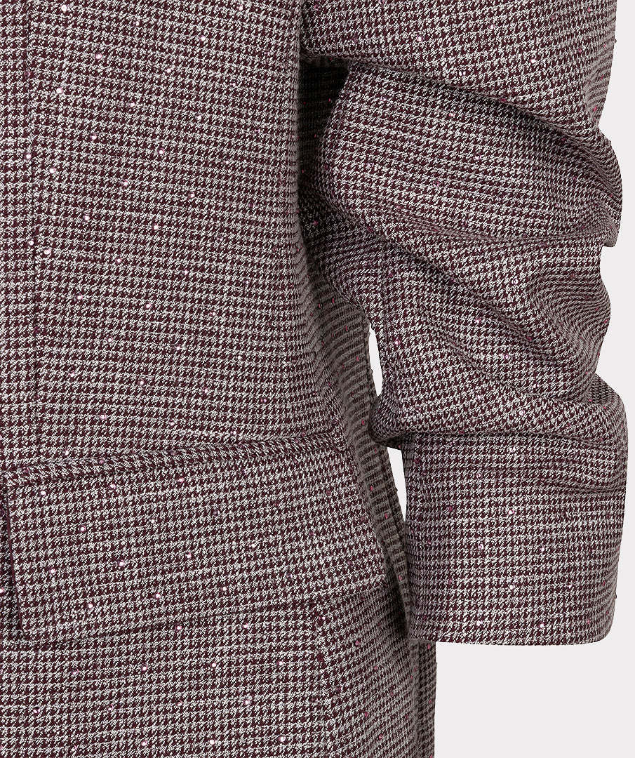 Esqualo blazer aubergine met beige print en strass model merlot fancy
