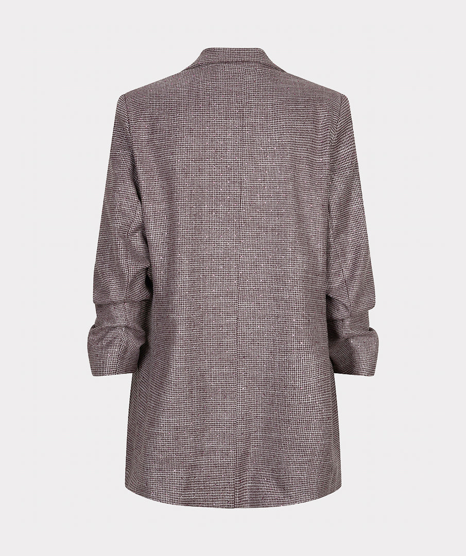 Esqualo blazer aubergine met beige print en strass model merlot fancy 