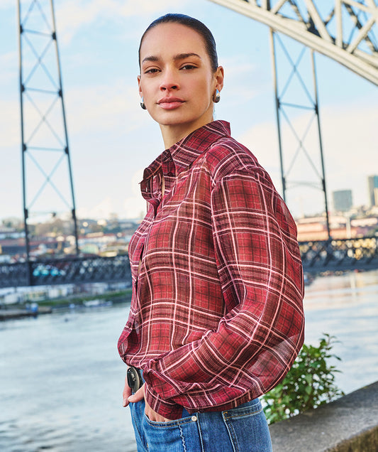 Esqualo blouse rood ruit model Autumn Check Burgundy