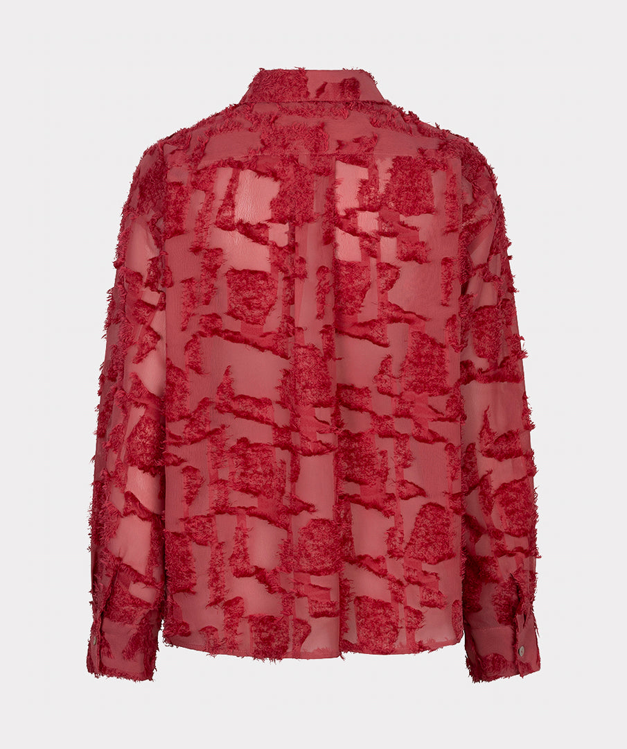 Esqualo blouse koraal rood oversized basic plumetis raspberry