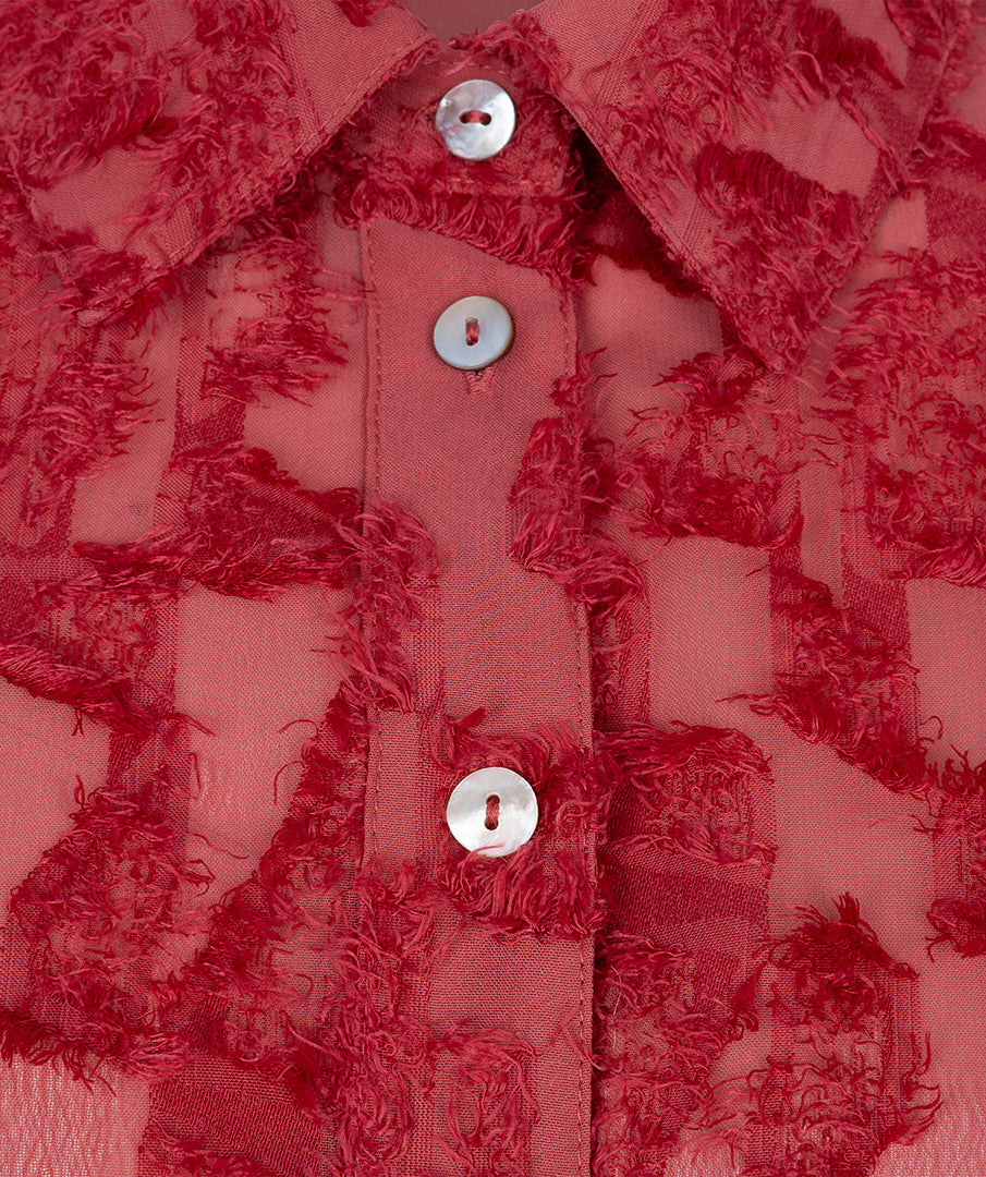 Esqualo blouse koraal rood oversized basic plumetis raspberry