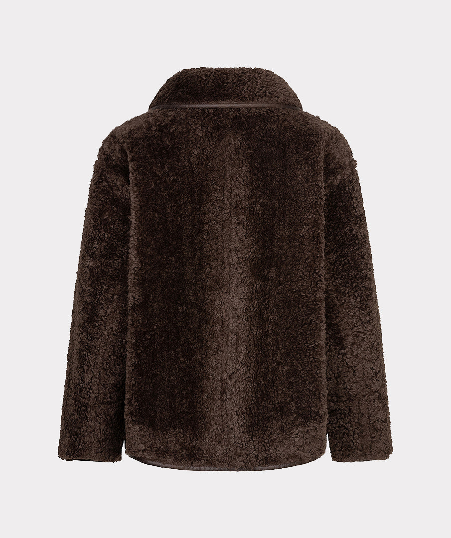 Esqualo winter jas tweezijdig teddy en lammy cacao model coat Inside teddy F26.37509
