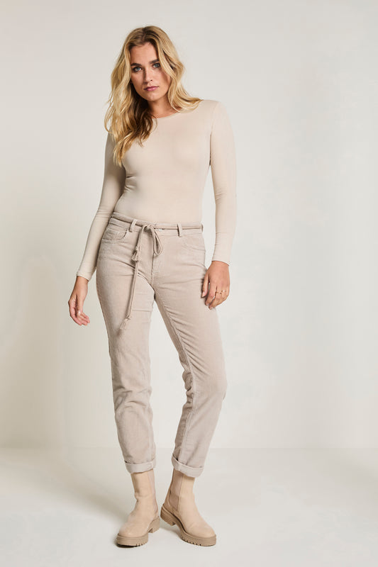 ParaMi broek Bobby rib beige corduroy vintage Ivory Grey lengte 30