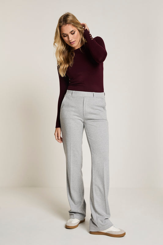 ParaMi broek lichtgrijs herringbone motief model Hanna elastic 