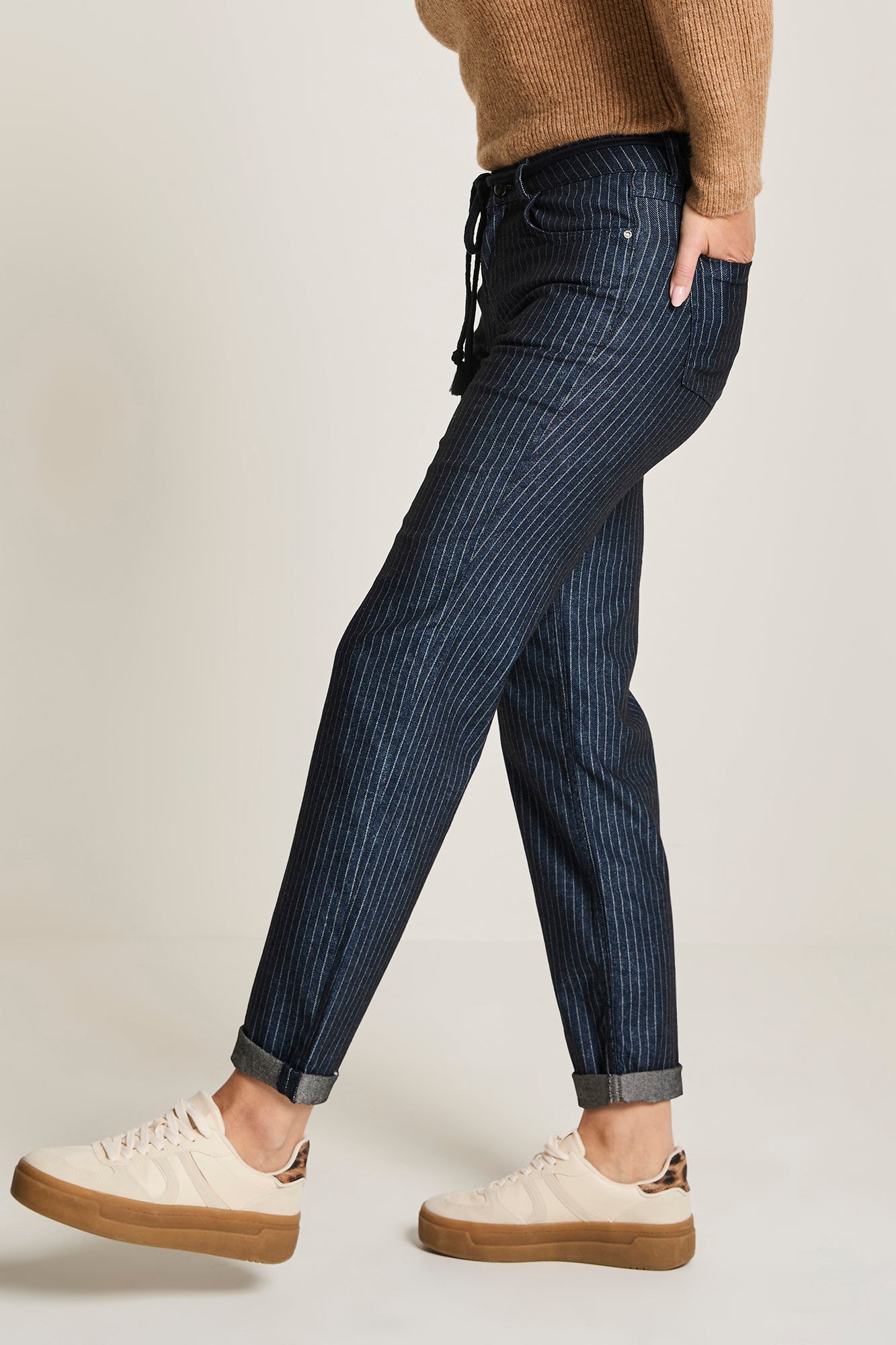 ParaMi jeans blauw striped model Bobby lengte 30 navy indigo