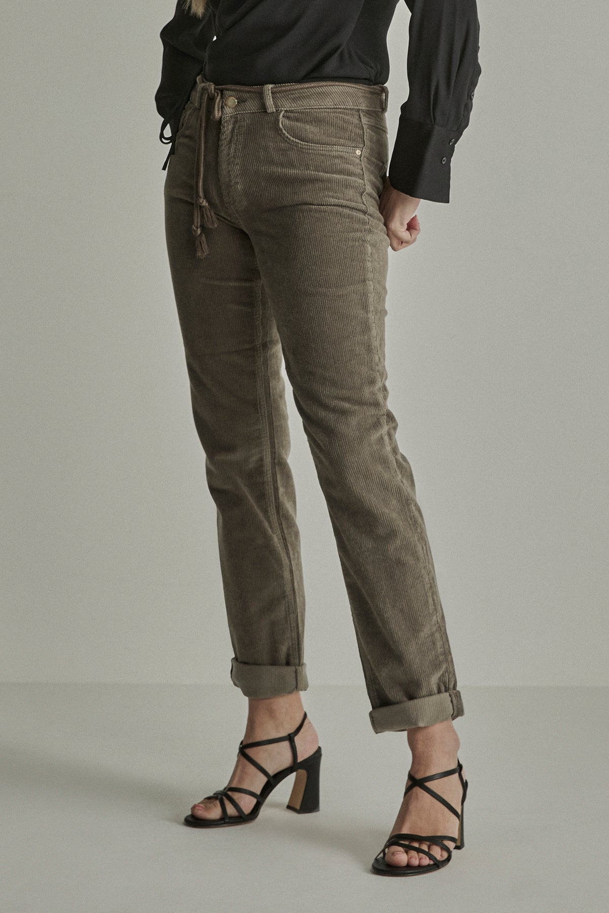 Para Mi broek rib groen model Bobby Corduroy khaki green lengte 30