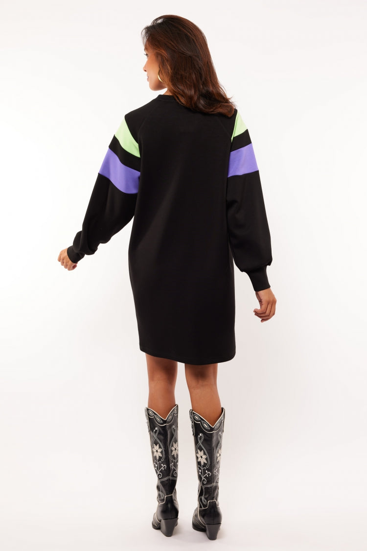 Fluresk jurk sweater stof zwart model Sia