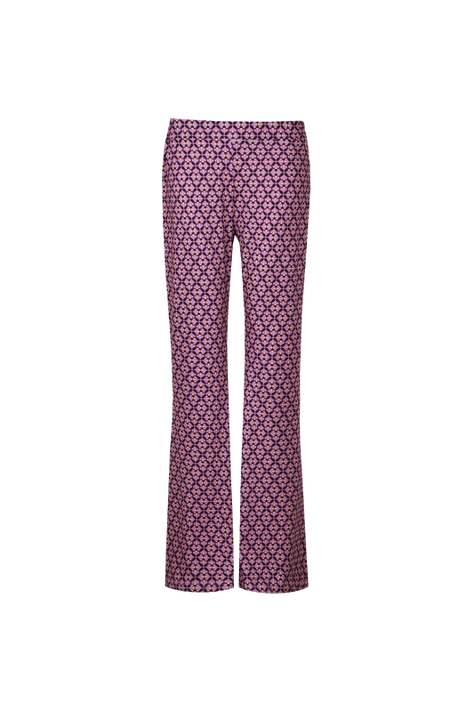 Fluresk broek flared met print lila model Rox