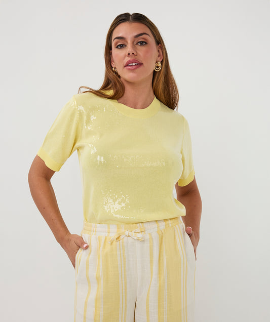 Esqualo geel truitje met pailetten lemon model HS26.02200