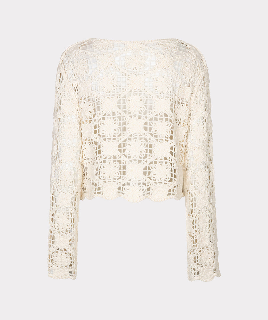Esqualo vest opengewerkt gehaakt beige model HS26.02203 naturel