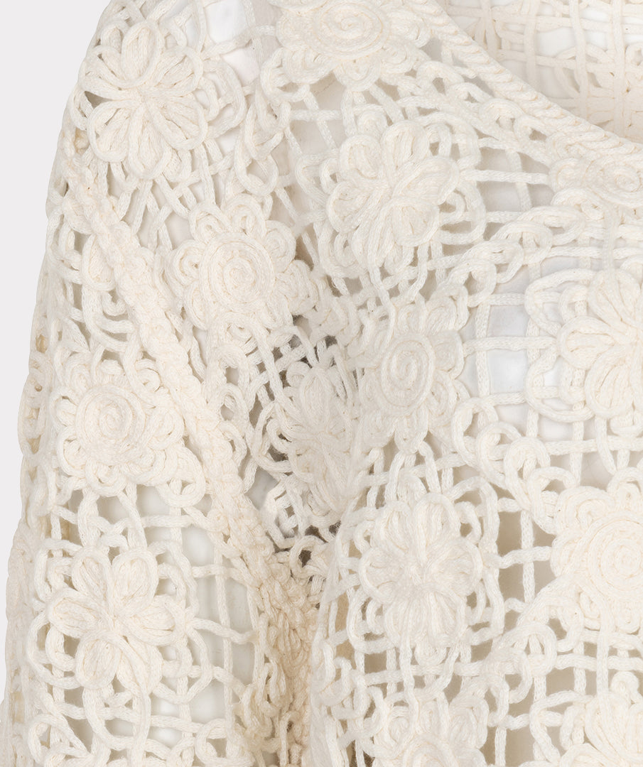 Esqualo vest opengewerkt gehaakt beige model HS26.02203 naturel