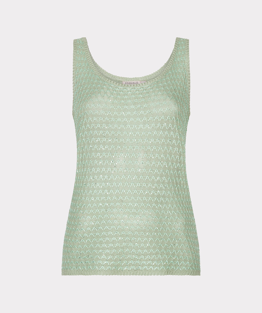 Esqualo top gebreid met pailetten detail groen model HS26.02214 soft green