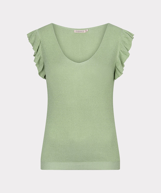 Esqualo top groen met lurex model HS26.02217 soft green