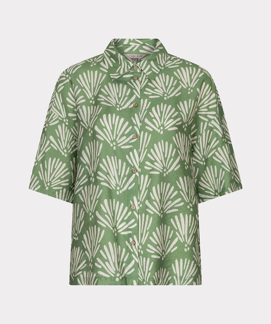 Esqualo blouse groen met offwhite print model HS26.14211 soft green