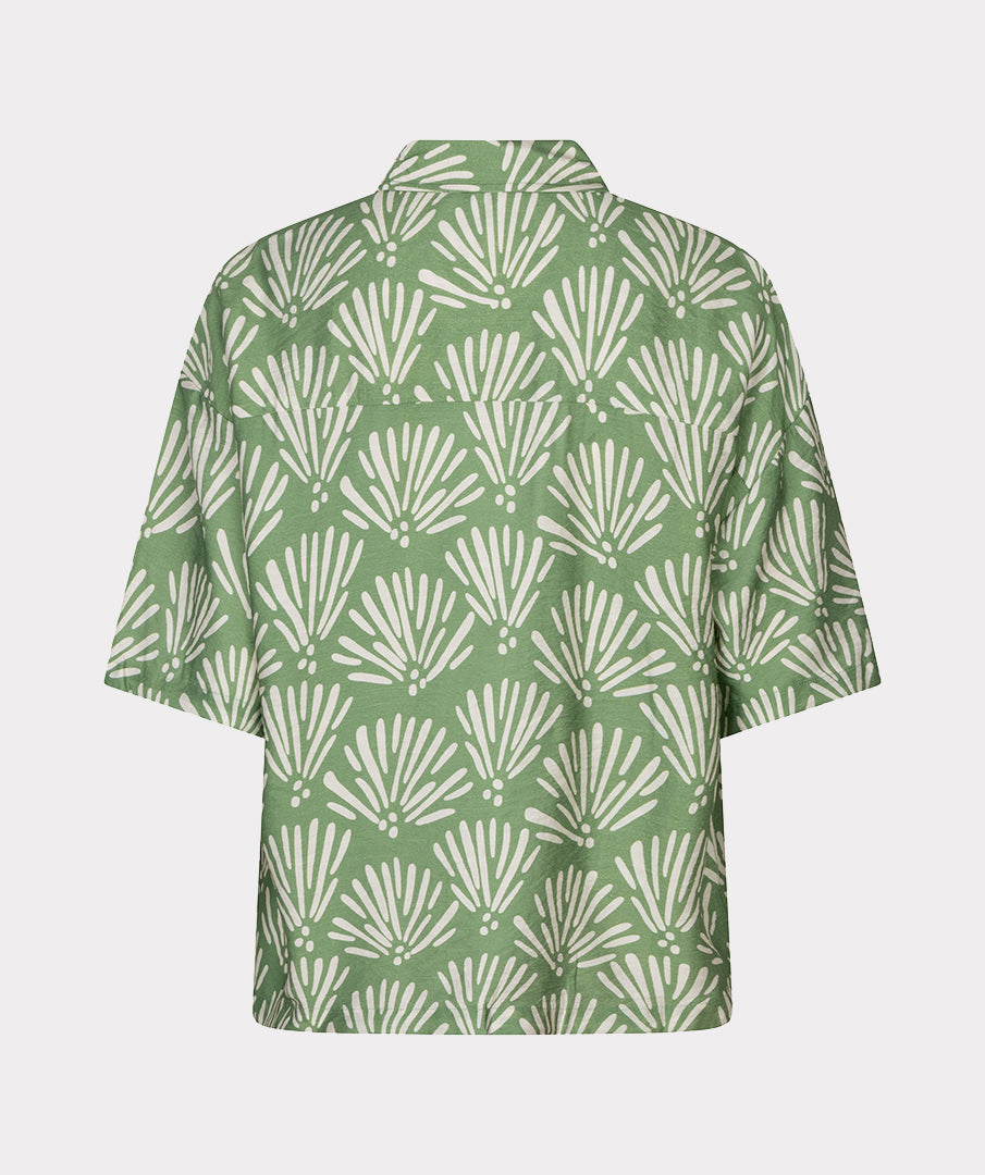 Esqualo blouse groen met offwhite print model HS26.14211 soft green
