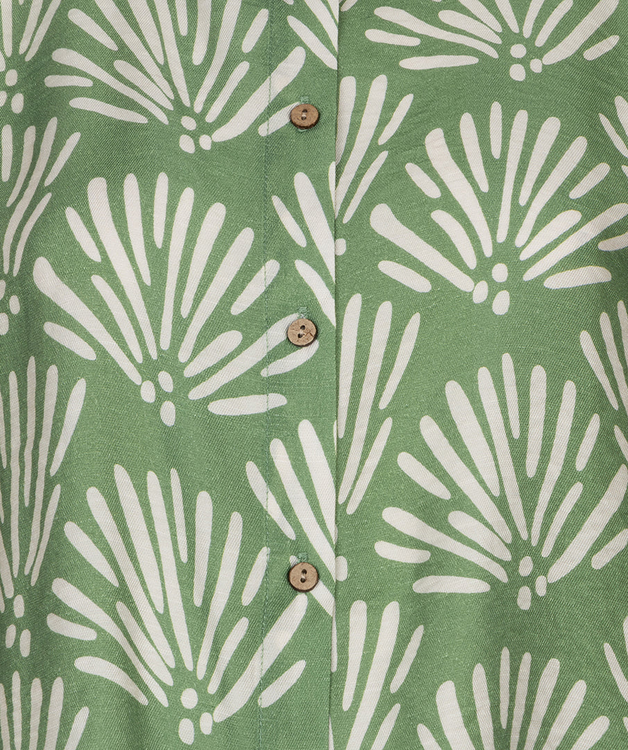 Esqualo blouse groen met offwhite print model HS26.14211 soft green
