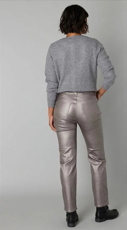 Yest broek metallic silver grey model Oelkje