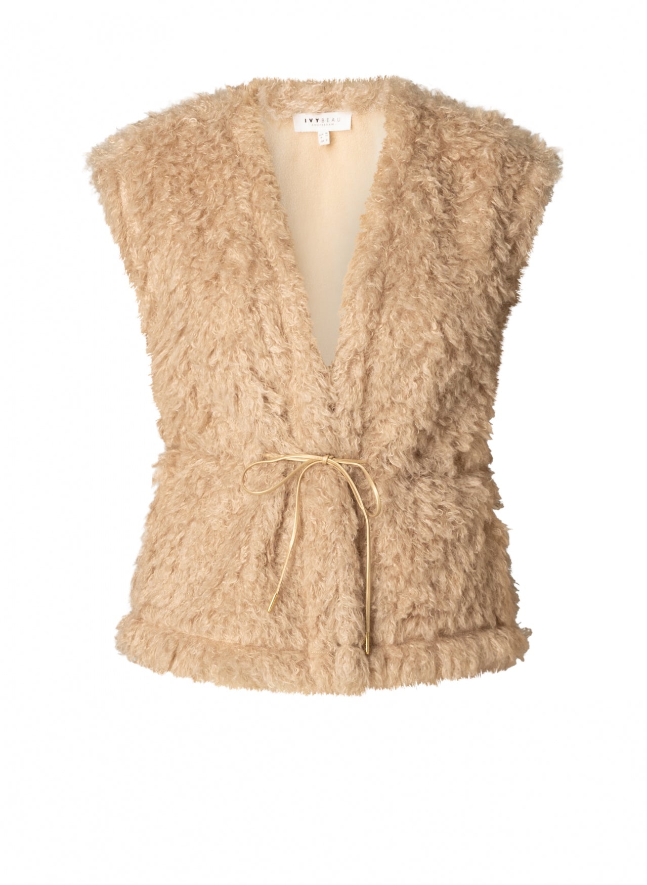 Ivy Beau gilet faux fur zandkleur model runa